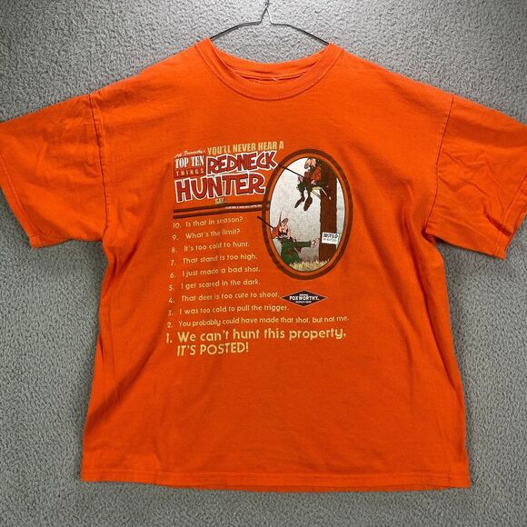Jeff Foxworthy‎ Shirt Mens Large Orange Redneck Hunters Top Ten Quotes Funny - Picture 1 of 10
